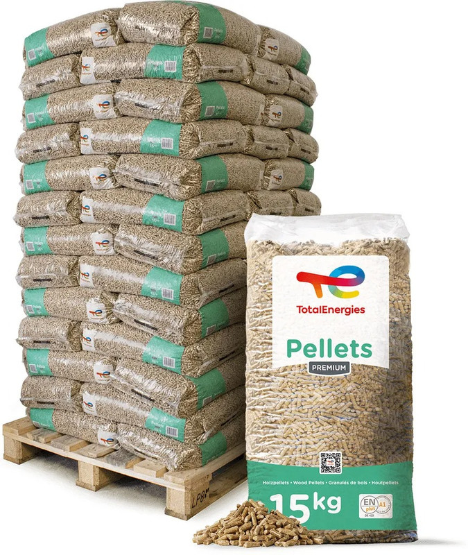 TotalEnergies Holzpellets Premium – 975 kg Palette (65 x 15 kg Säcke)